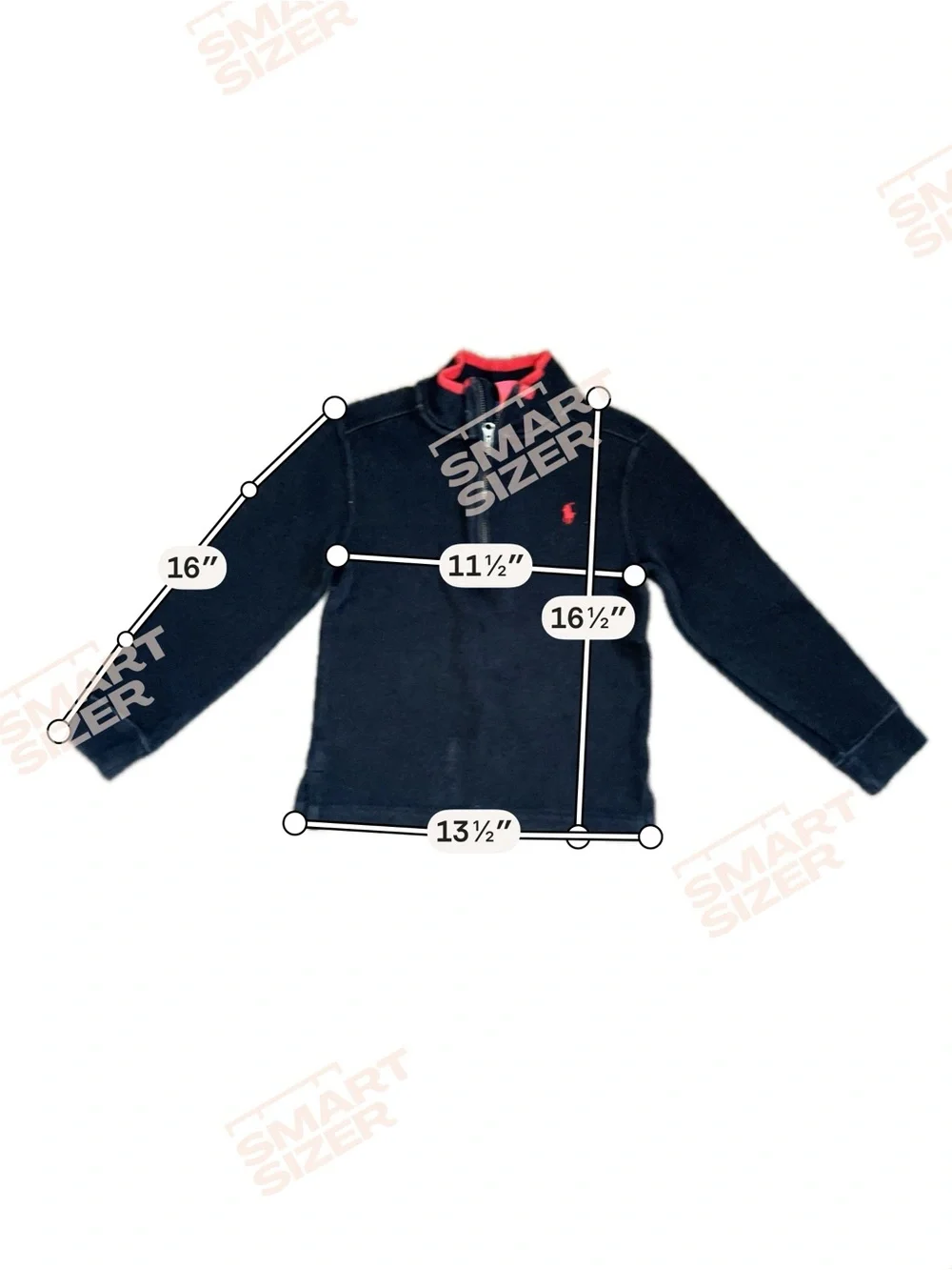 Polo Ralph Lauren Black Quarter-Zip Pullover with Red Pony and Collar Trim